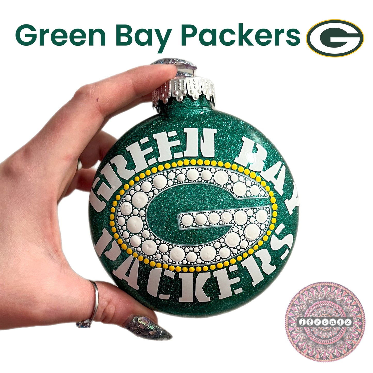 4” CUSTOM sports team Dot Art Glitter Ornament