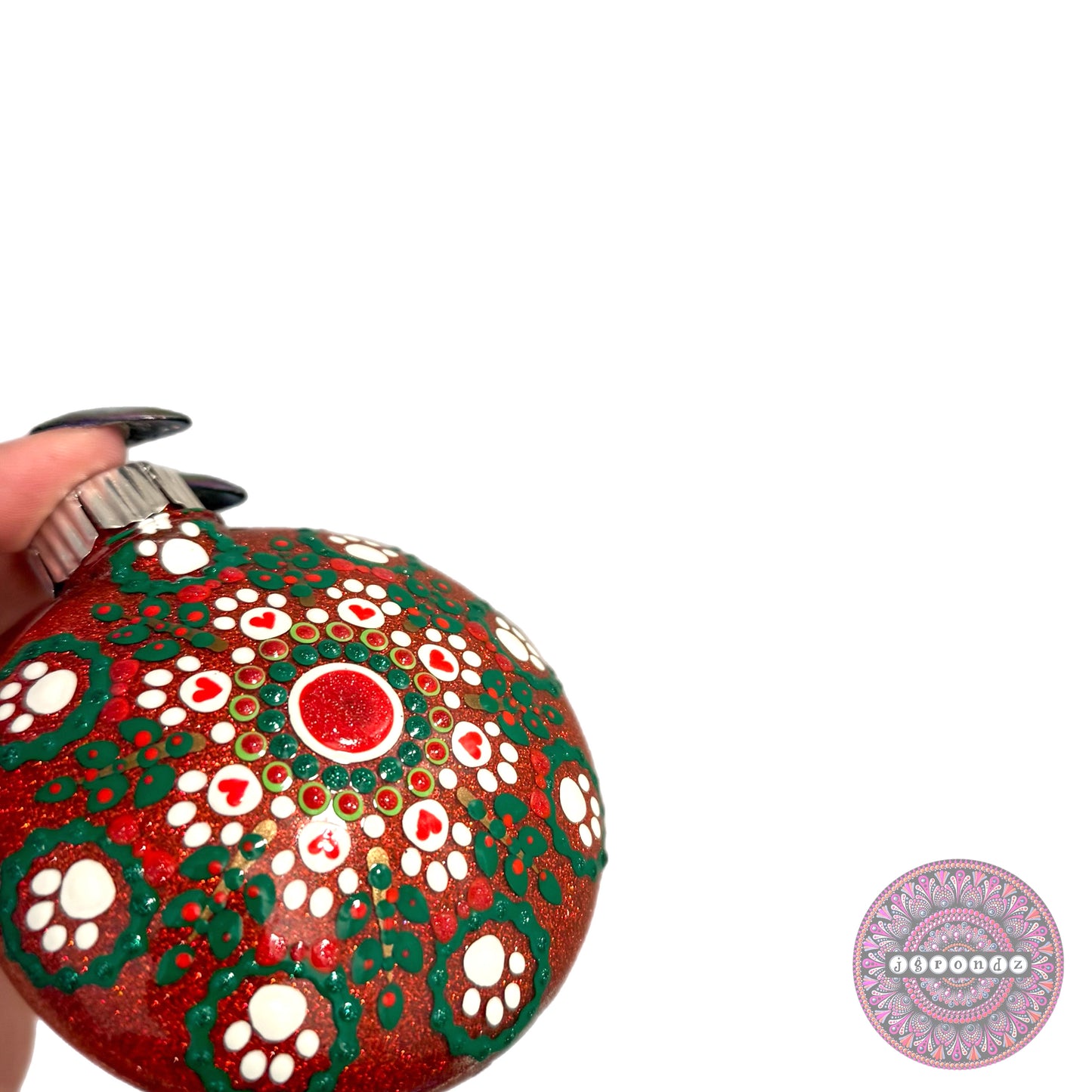 3” Paw Print Mandala Glitter Ornament