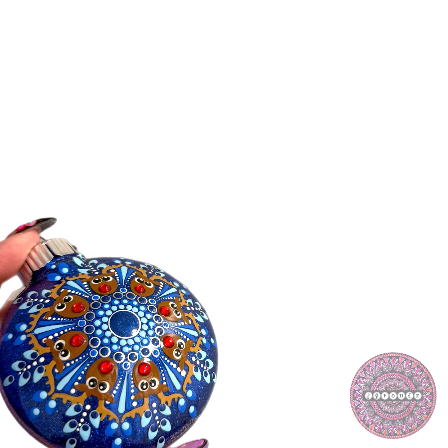 3” Rudolph Mandala Glitter Ornament