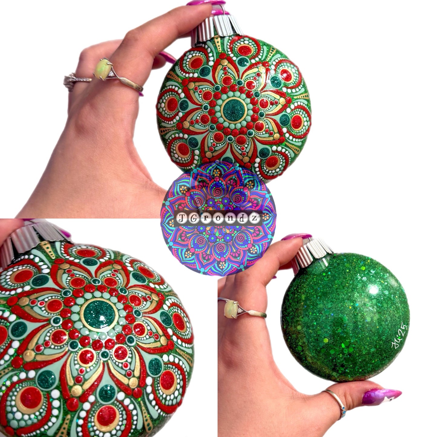 3” Christmas Mandala Glitter Ornament