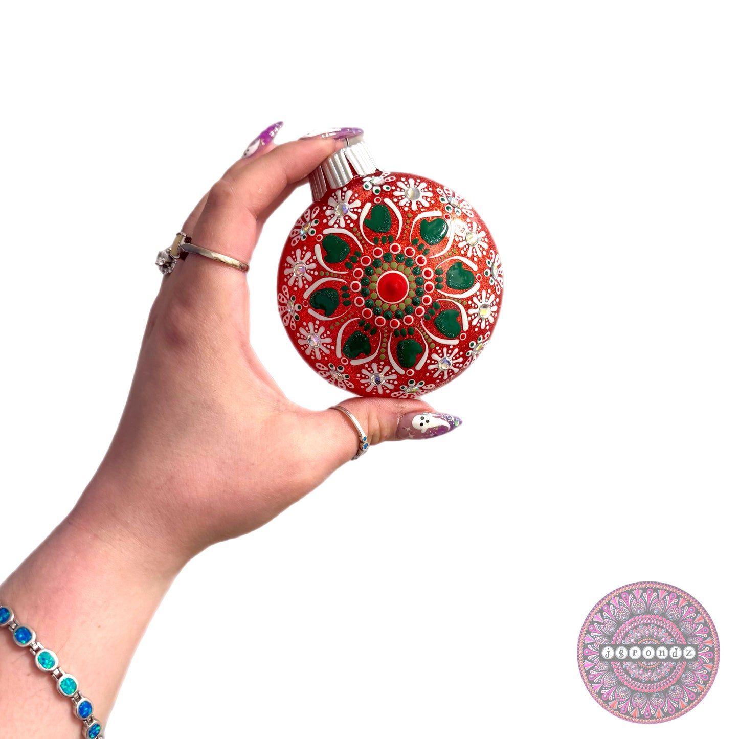 3” Christmas Mittens Mandala Glitter Ornament