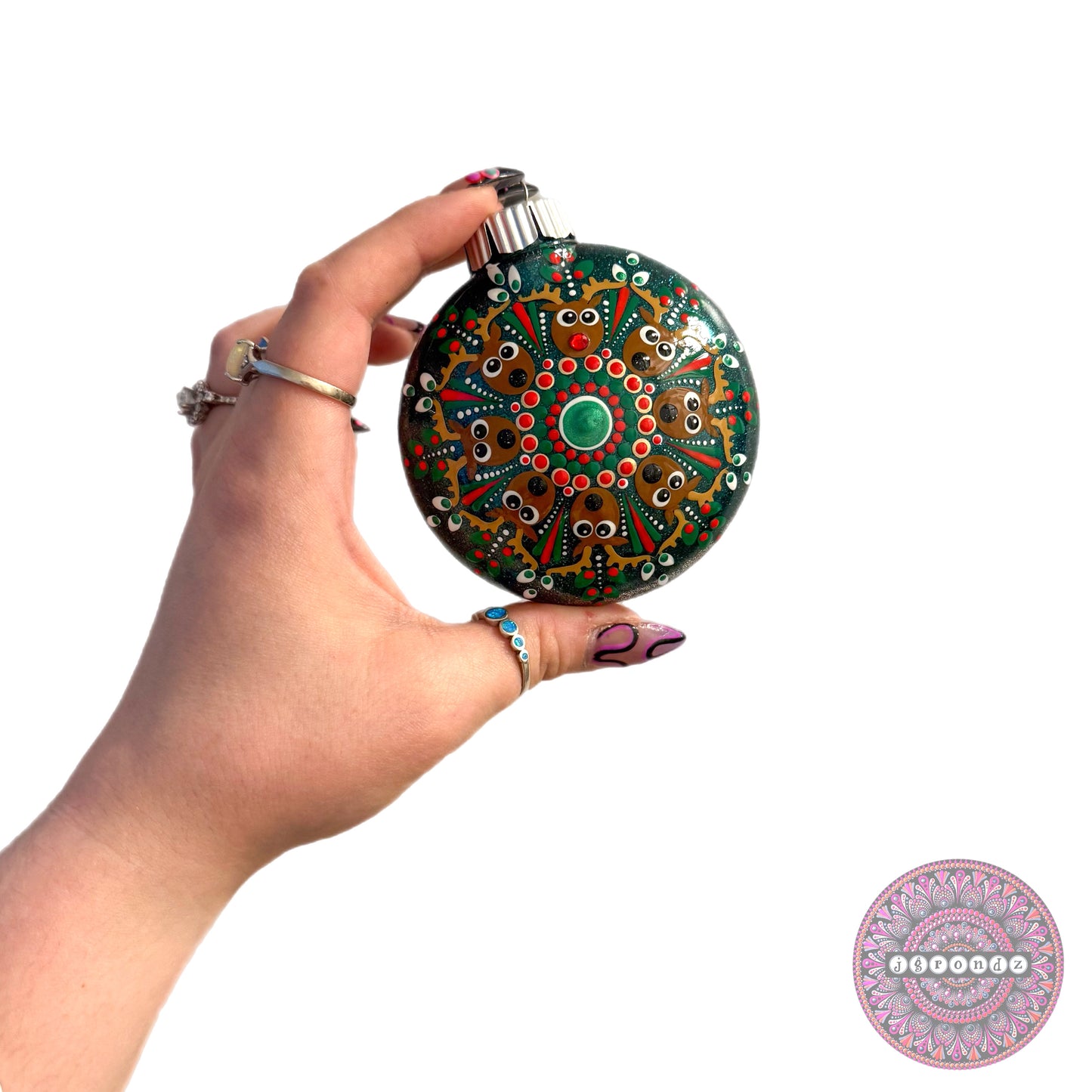 3” Reindeer Mandala Glitter Ornament
