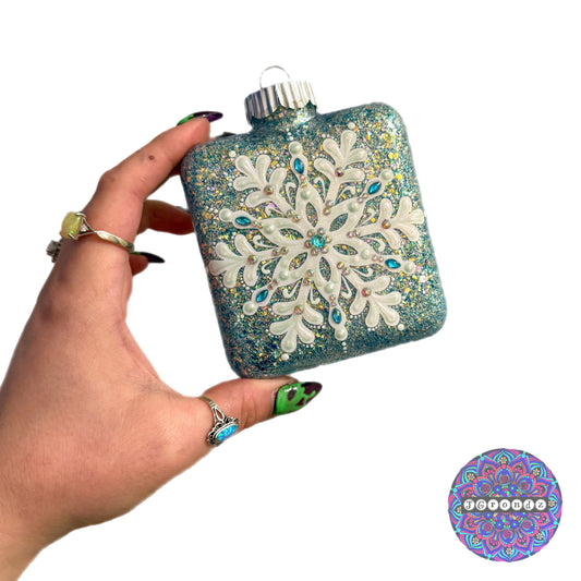 4” Square Snowflake Mandala Ornament