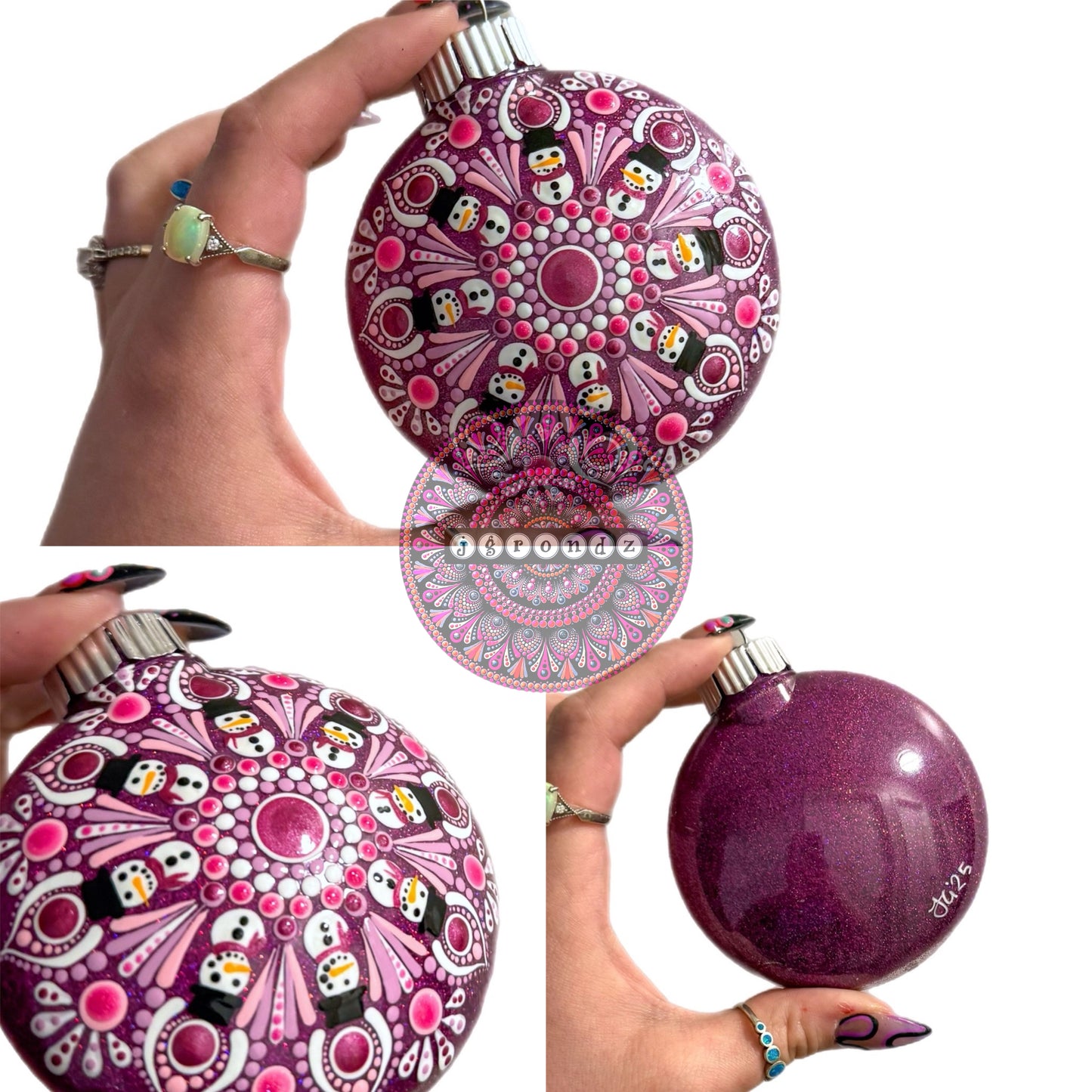 3” Snowman Mandala Glitter Ornament