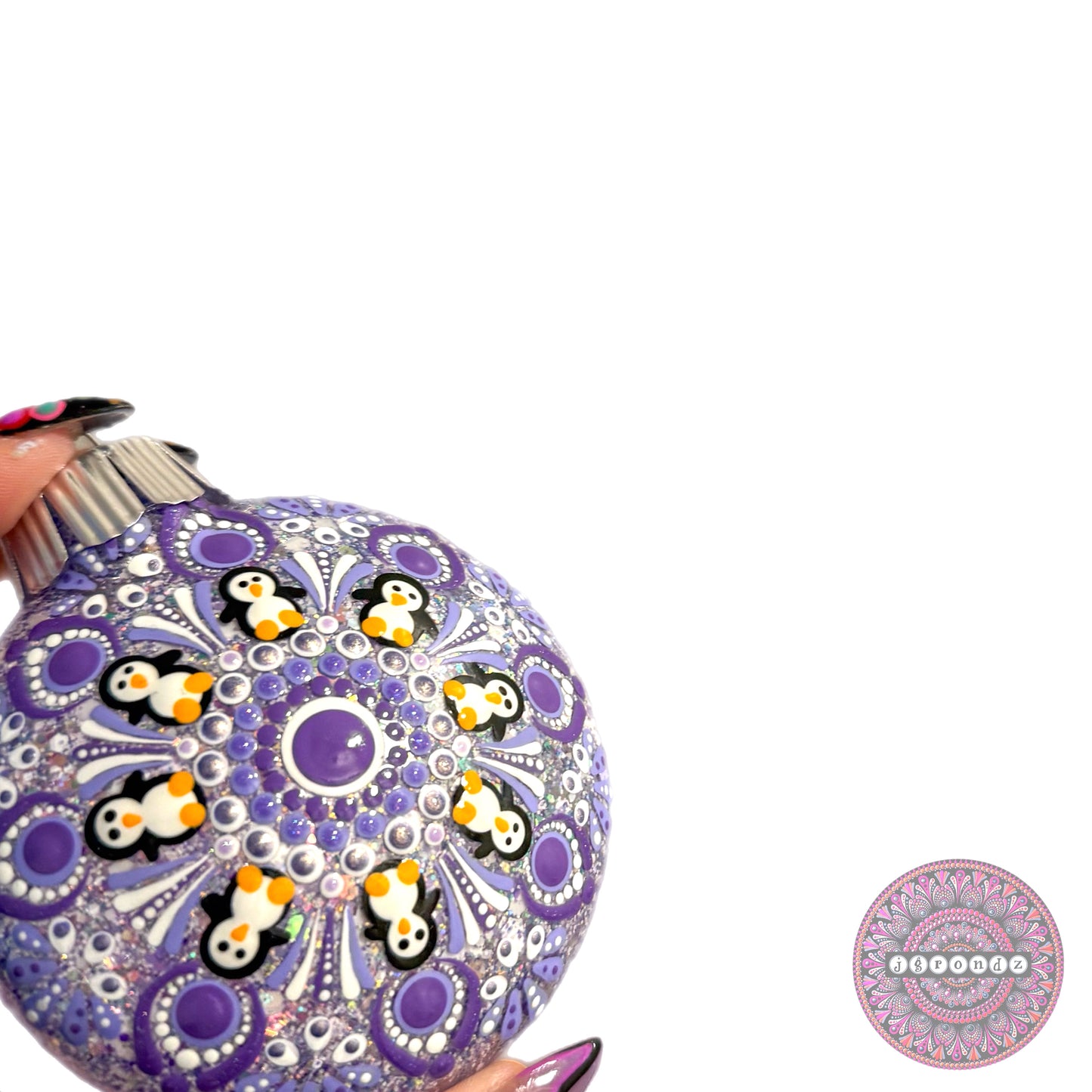 3” Penguin Mandala Glitter Ornament