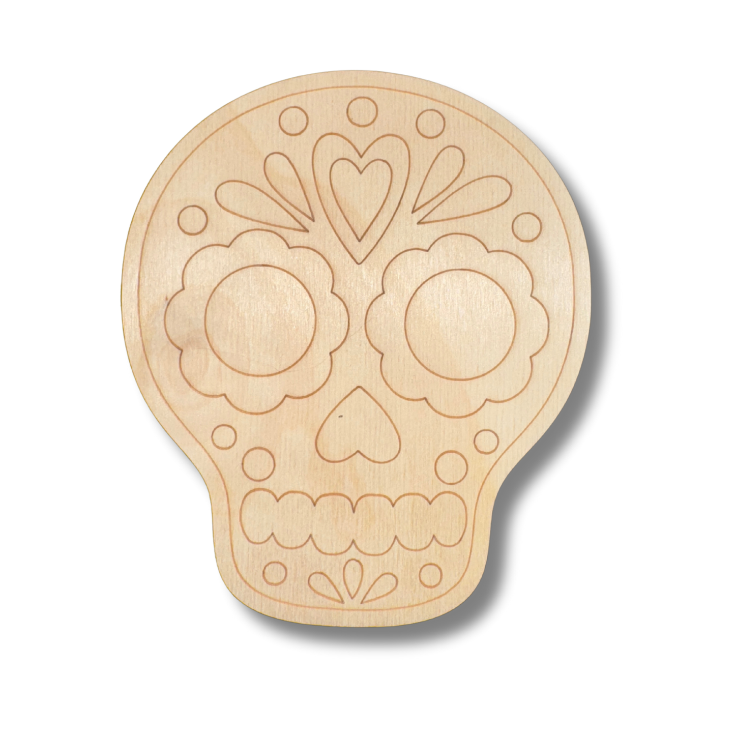 Unfinished Wood Etched Sugar Skull Shape | Paint By Line Crafts | up to 30" DIY