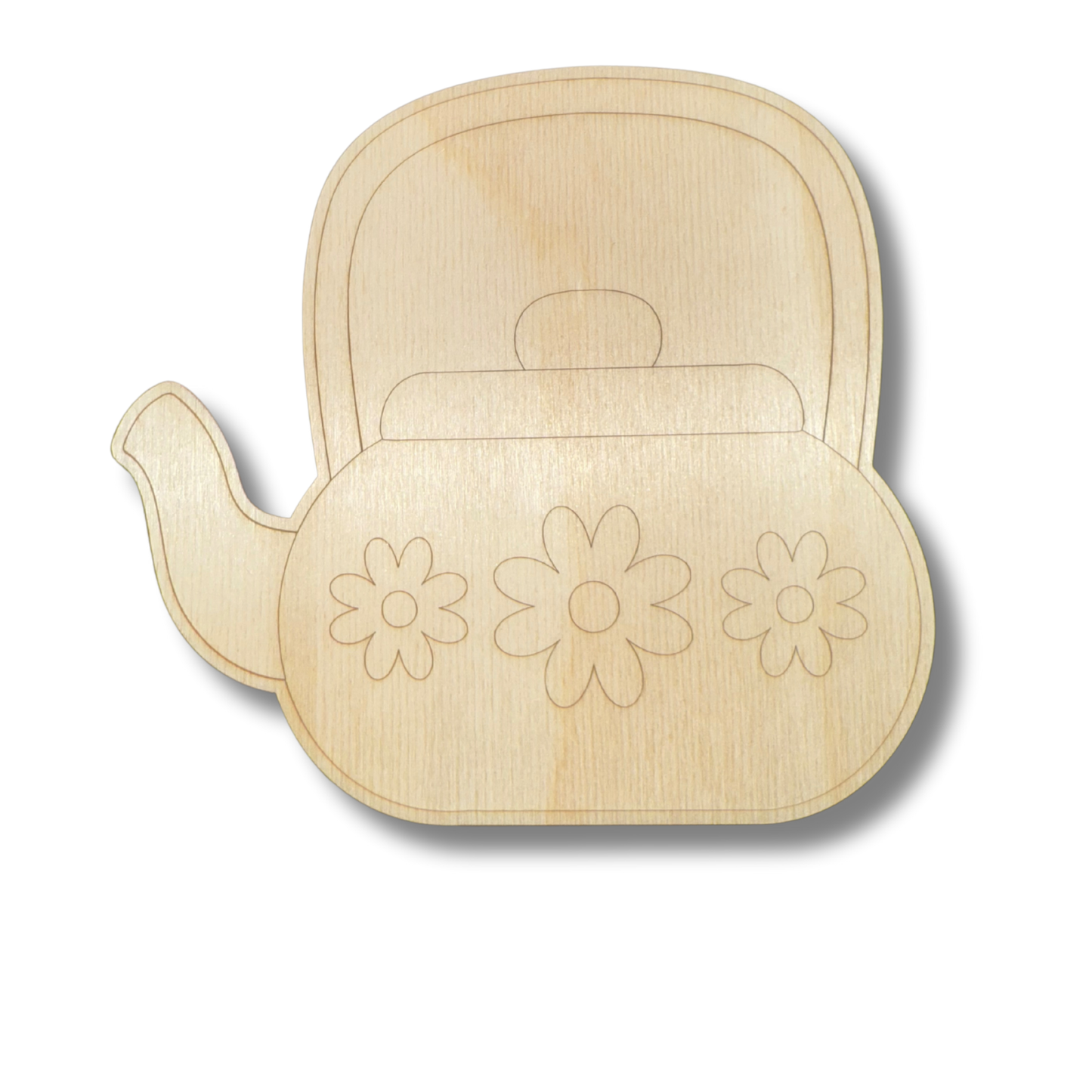 Unfinished Wood Etched Tea Kettle Shape | Paint By Line Crafts | up to 30" DIY