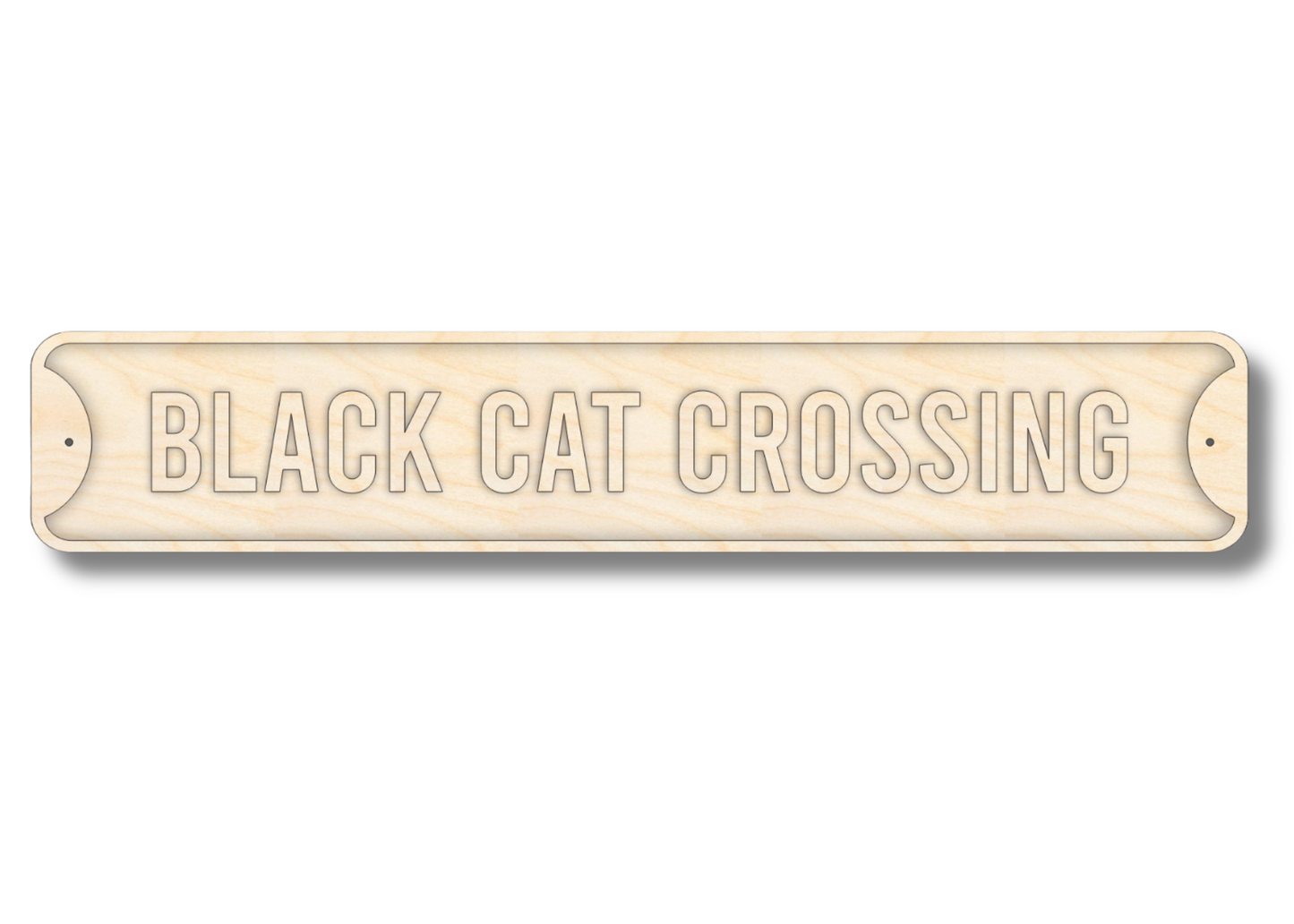 Unfinished Wood Black Cat Crossing Street Sign | 3 Piece | Layered Street Sign | up to 46" DIY