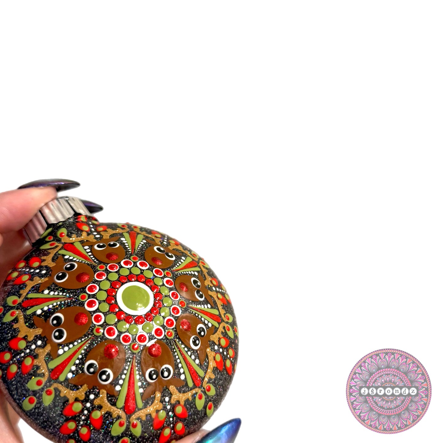 3” Rudolph Mandala Glitter Ornament