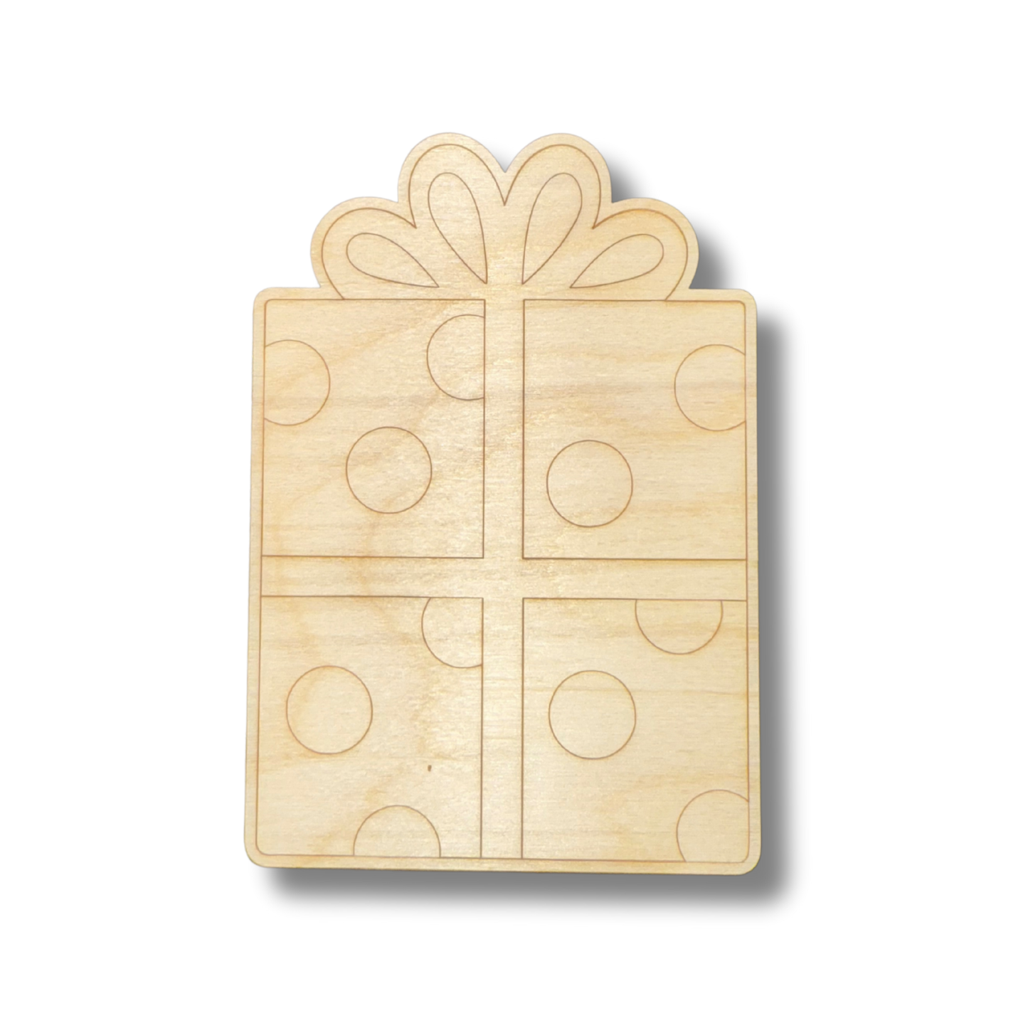 Unfinished Wood Etched Present Shape | Paint By Line Crafts | up to 30" DIY