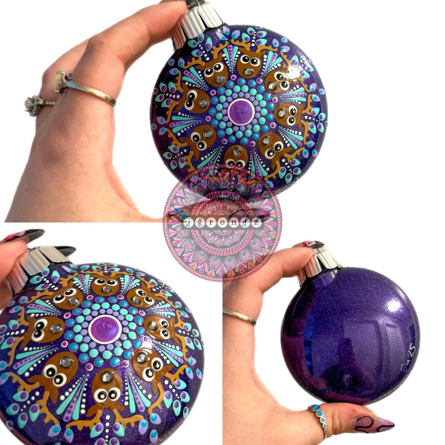 3” Reindeer Mandala Glitter Ornament