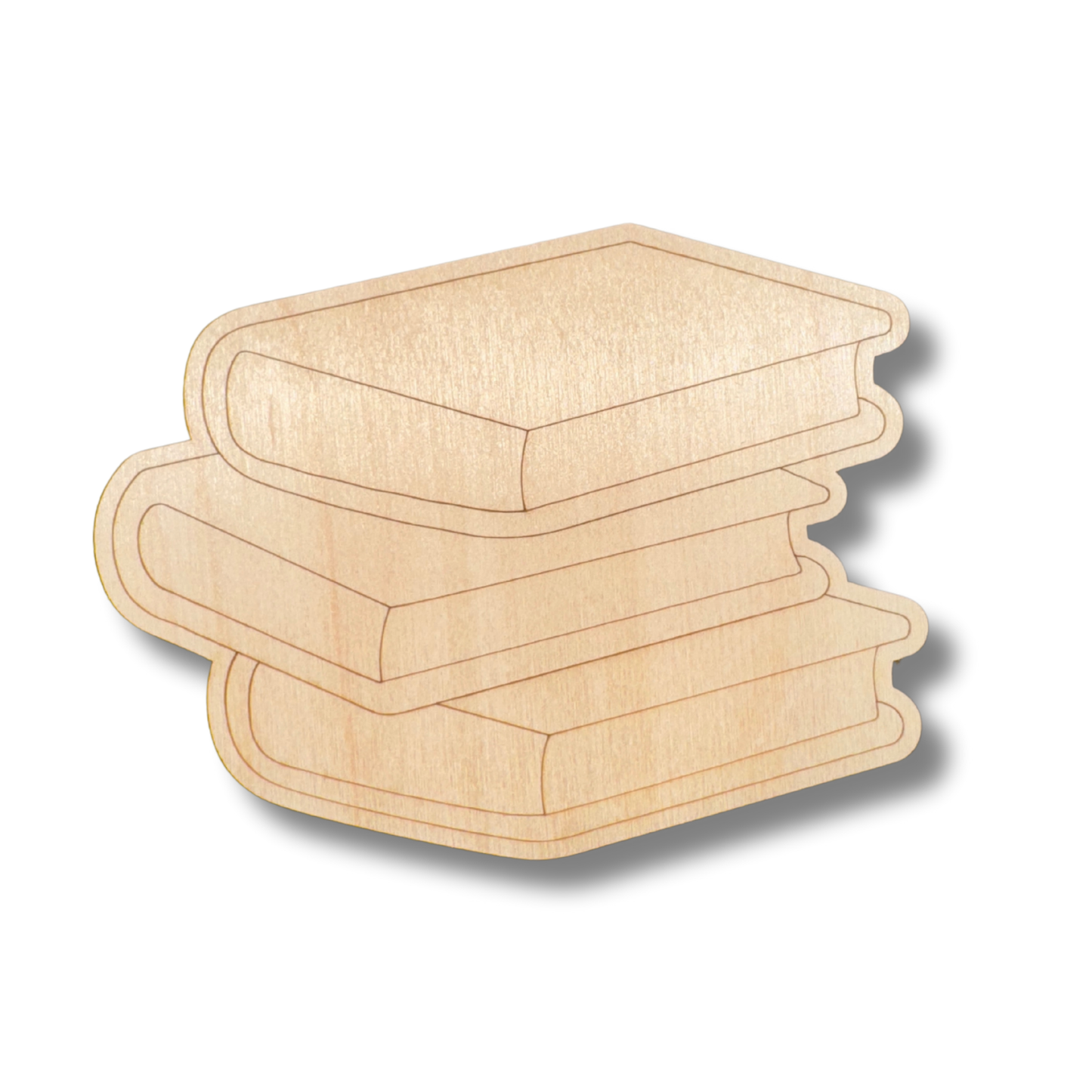 Unfinished Wood Etched Stack of Books Shape | Paint By Line Crafts | up to 30" DIY