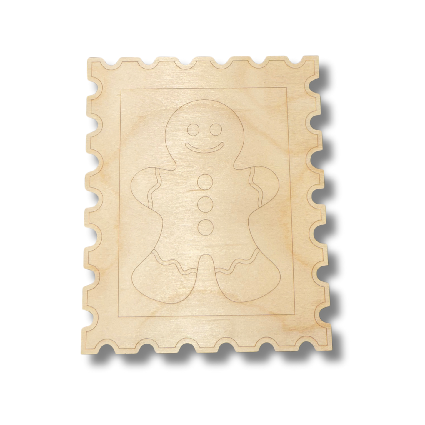 Unfinished Wood Etched Gingerbread Man Stamp Shape | Paint By Line Crafts | up to 30" DIY