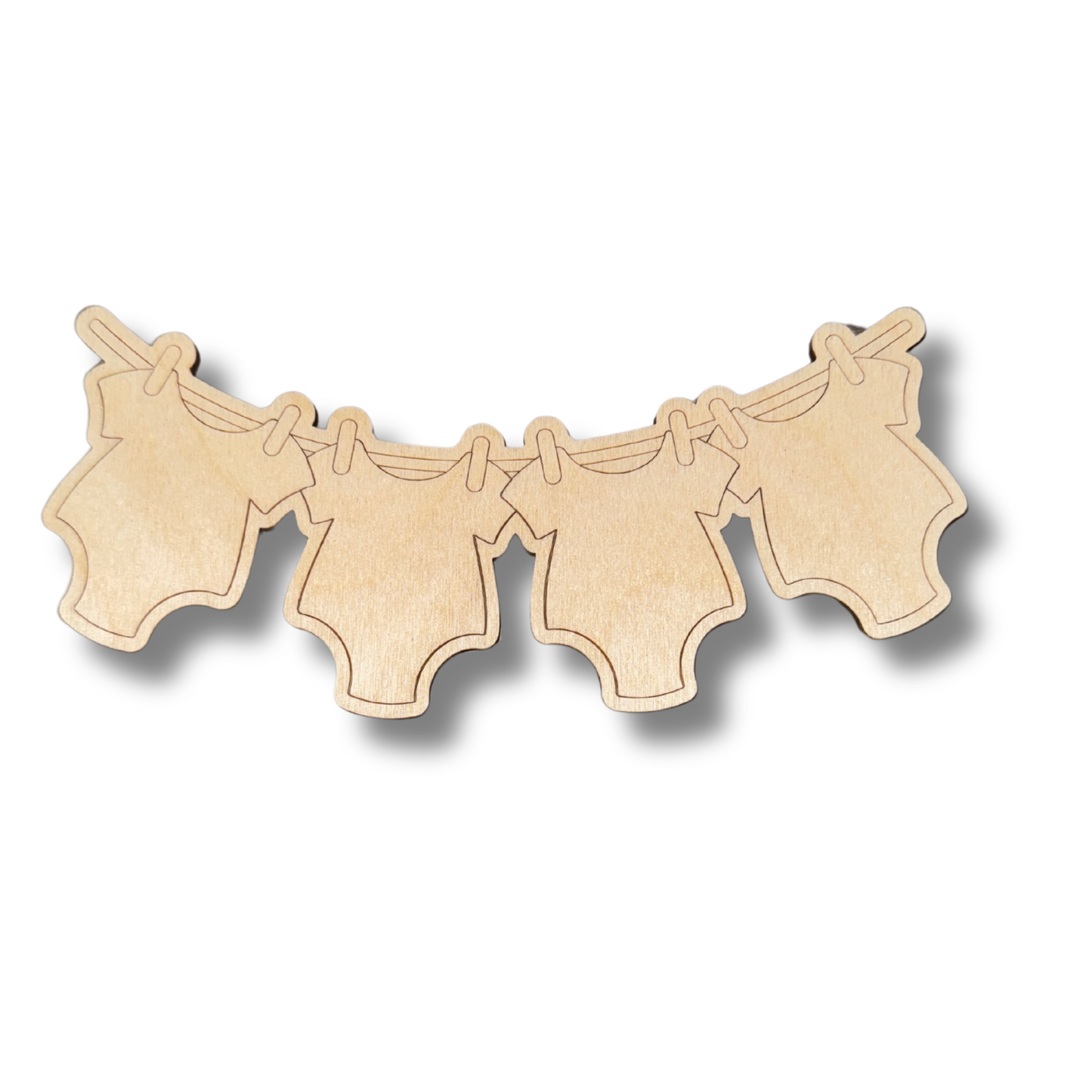 Unfinished Wood Etched Baby Hanging Onsie Shape | Paint By Line Crafts | up to 30" DIY