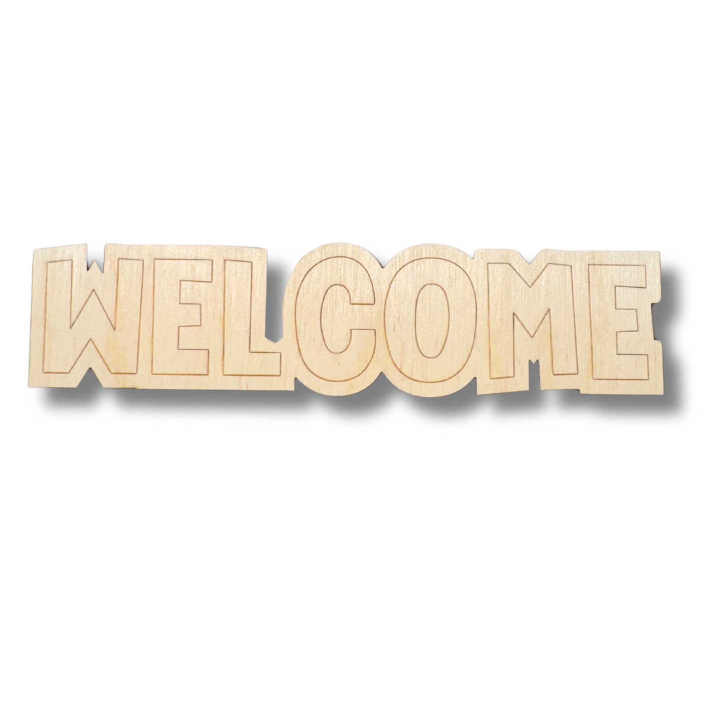 Unfinished Wood Etched Welcome Shape | Paint By Line Crafts | up to 30" DIY