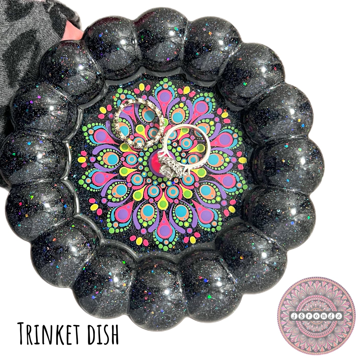 Neon Rainbow Painted Resin Trinket Dish