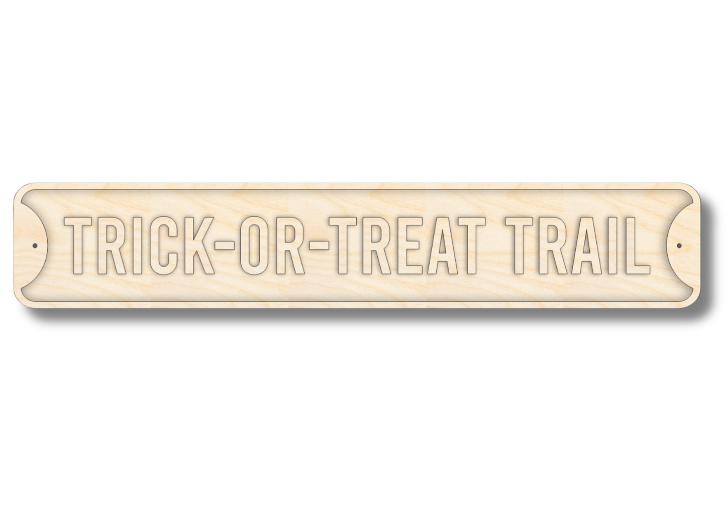 Unfinished Wood Trick-Or-Treat Trail Street Sign | 3 Piece | Layered Street Sign | up to 46" DIY