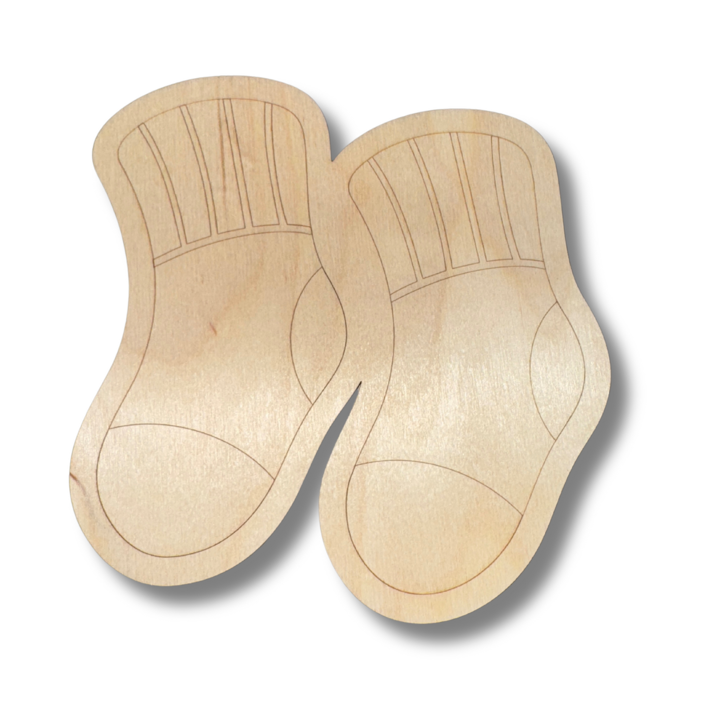 Unfinished Wood Etched Baby Socks Shape | Paint By Line Crafts | up to 30" DIY