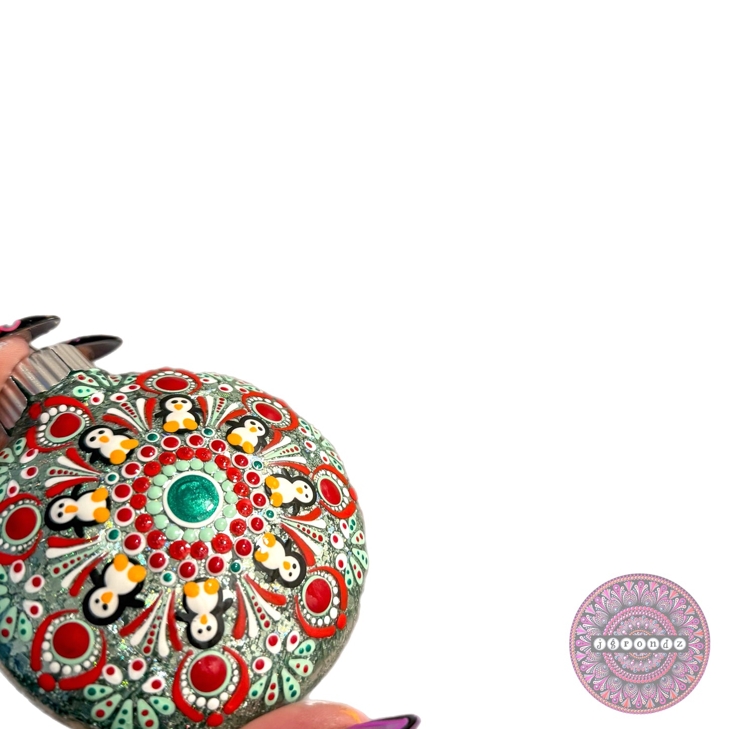 3” Penguin Mandala Glitter Ornament