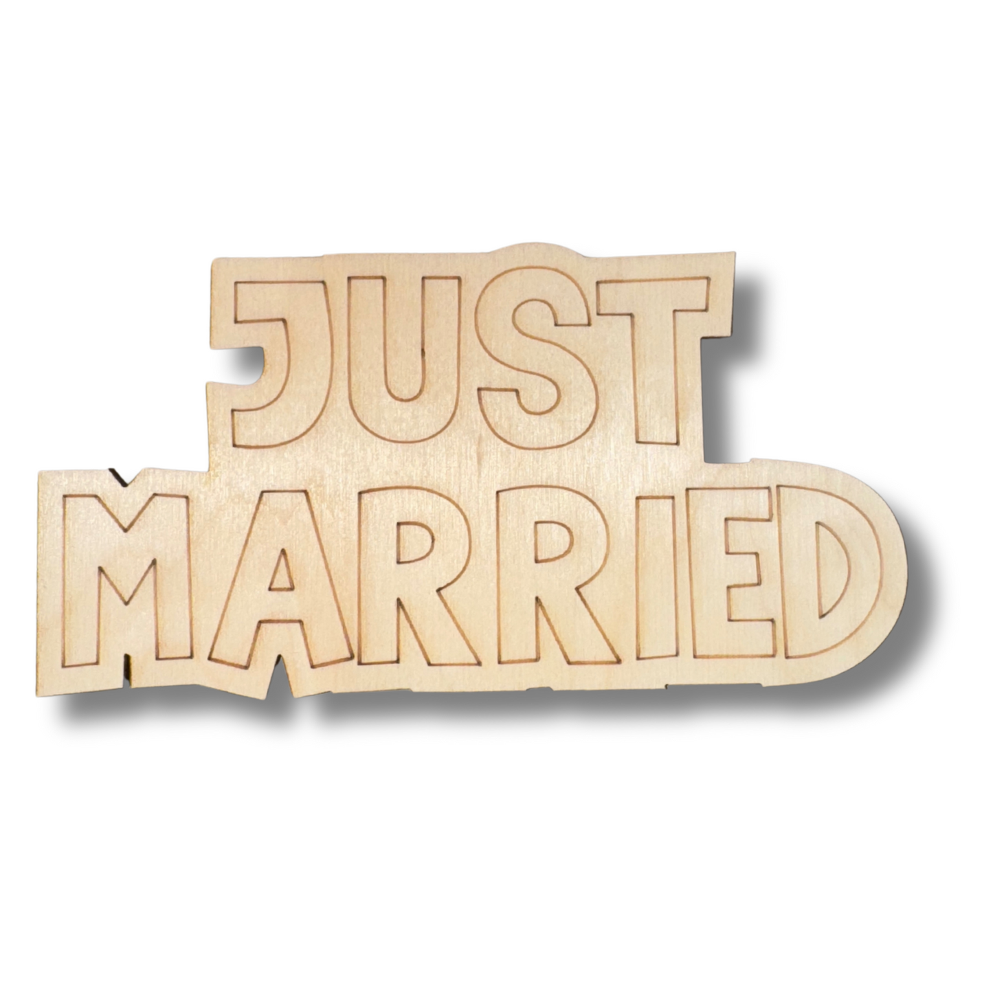 Unfinished Wood Etched Just Married Shape | Paint By Line Crafts | up to 30" DIY