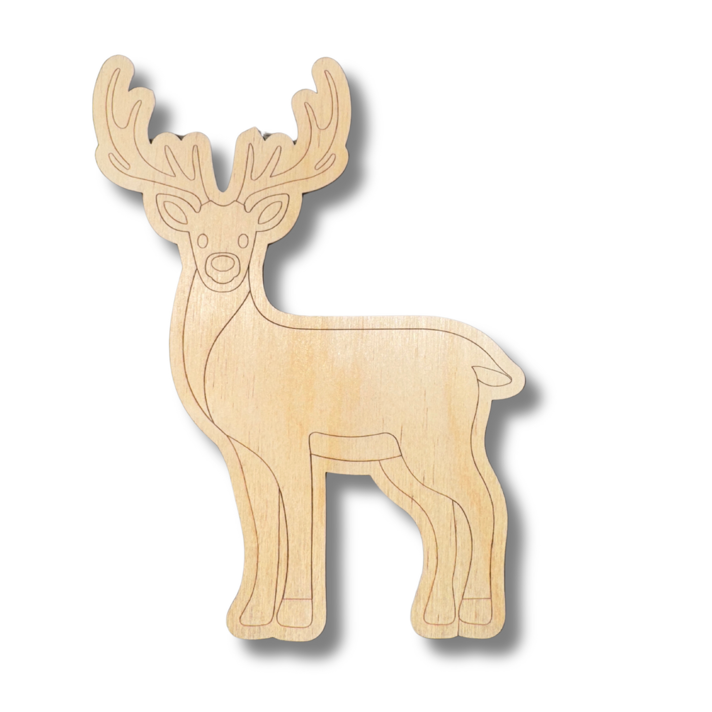 Unfinished Wood Etched Deer Shape | Paint By Line Crafts | up to 30" DIY