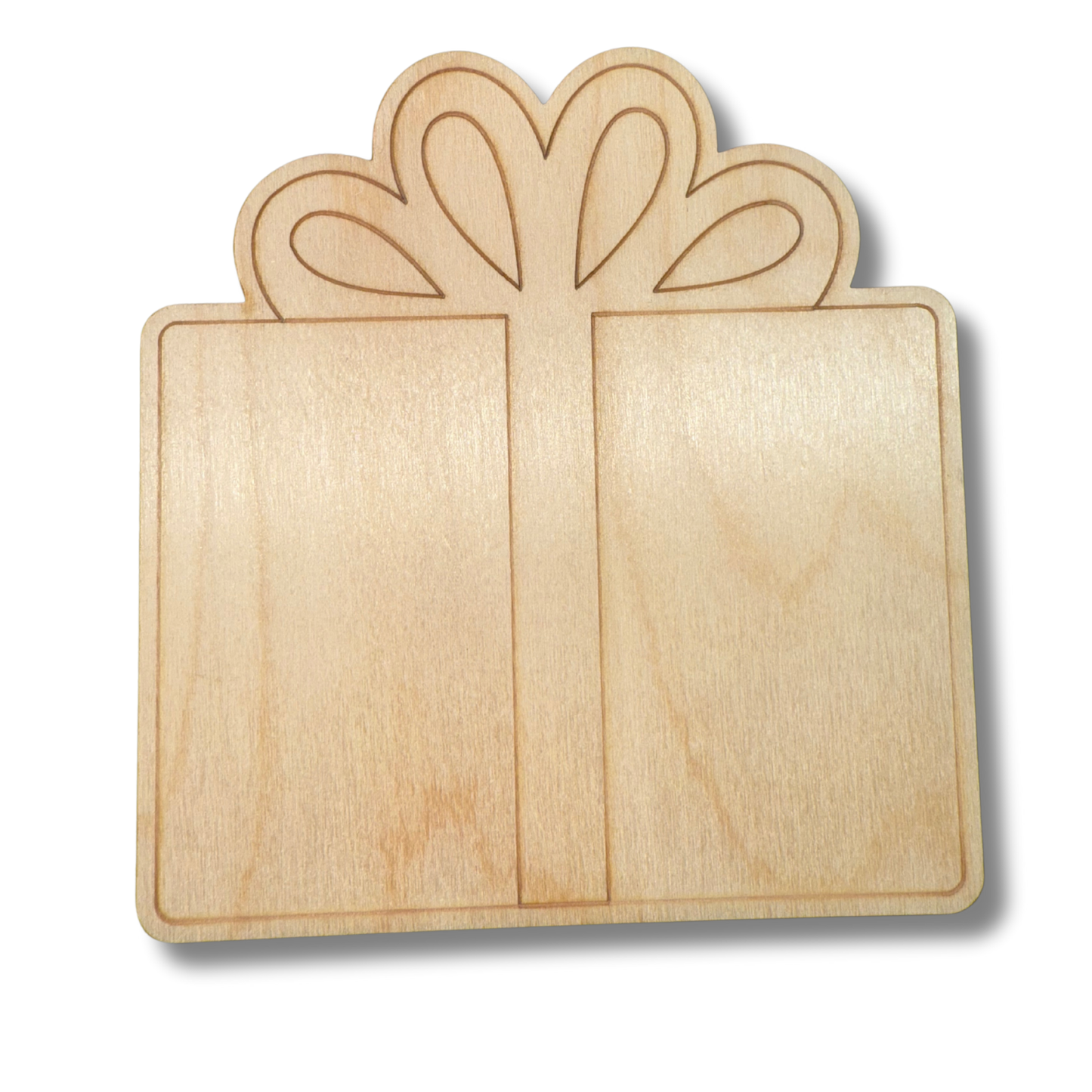 Unfinished Wood Etched Small Present Shape | Paint By Line Crafts | up to 30" DIY