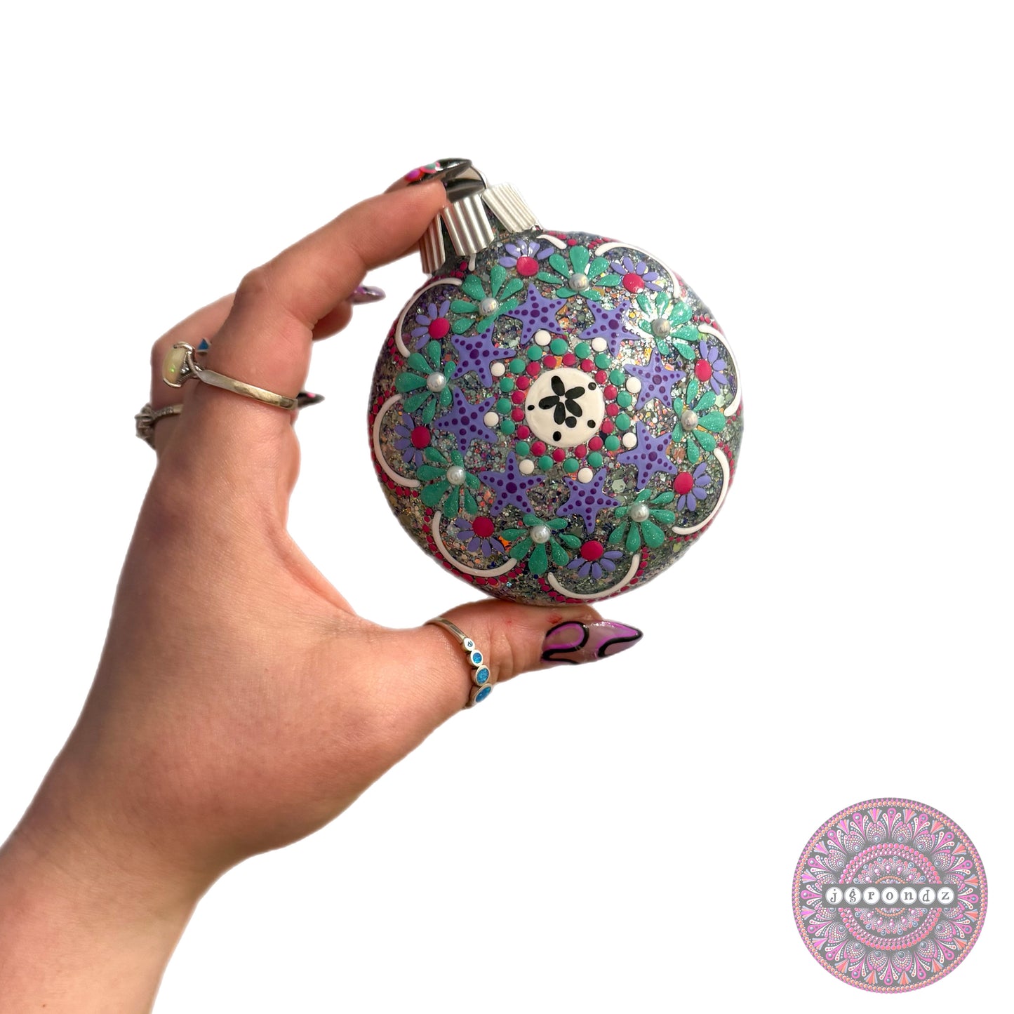 3” Beachy Mandala Glitter Ornament