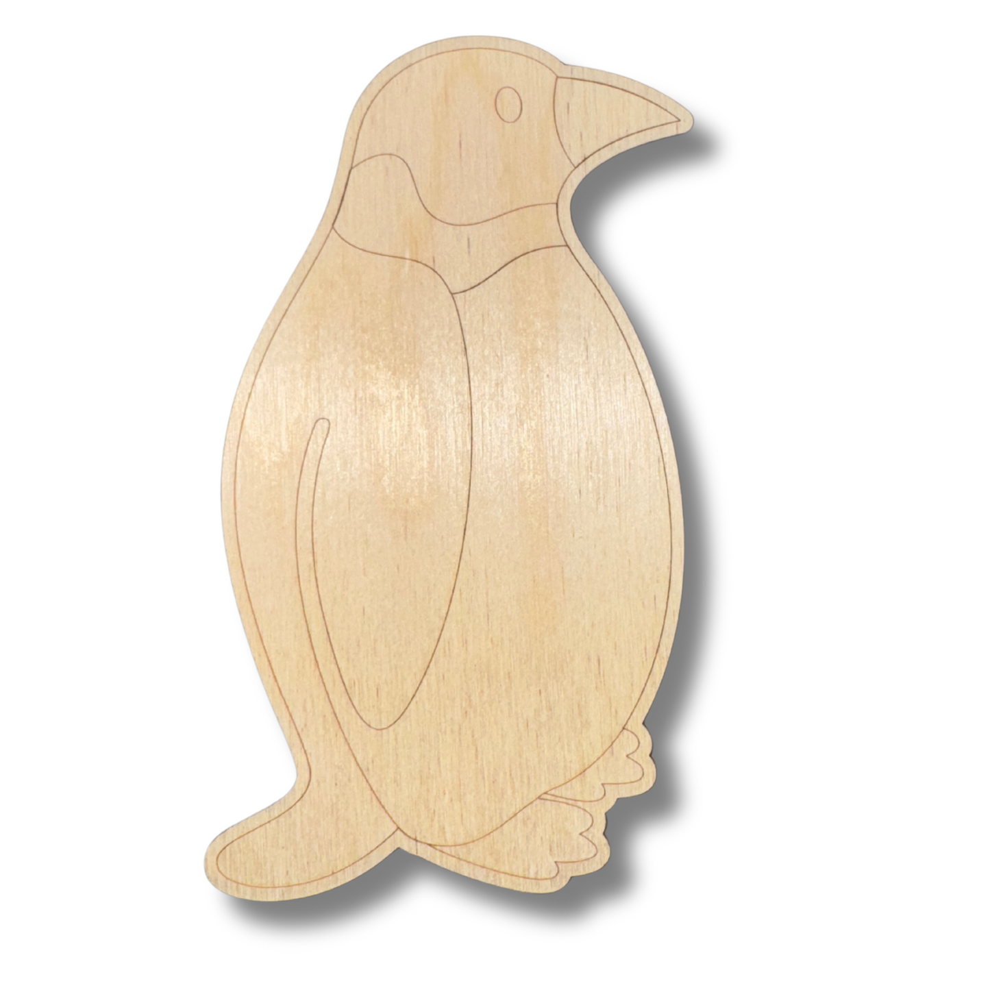 Unfinished Wood Etched Emperor Penguin Shape | Paint By Line Crafts | up to 30" DIY