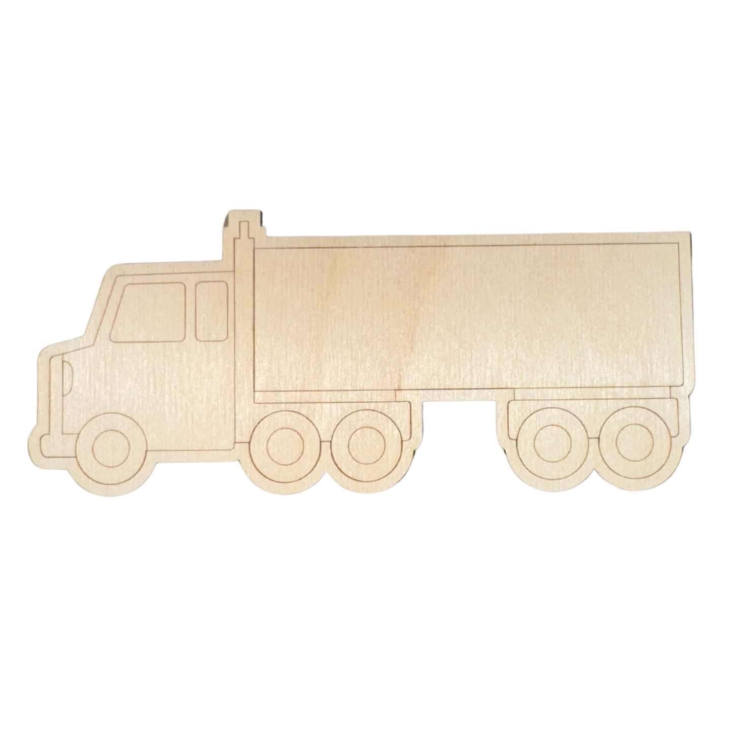 Unfinished Wood Etched Semi Truck Shape | Paint By Line Crafts | up to 30" DIY