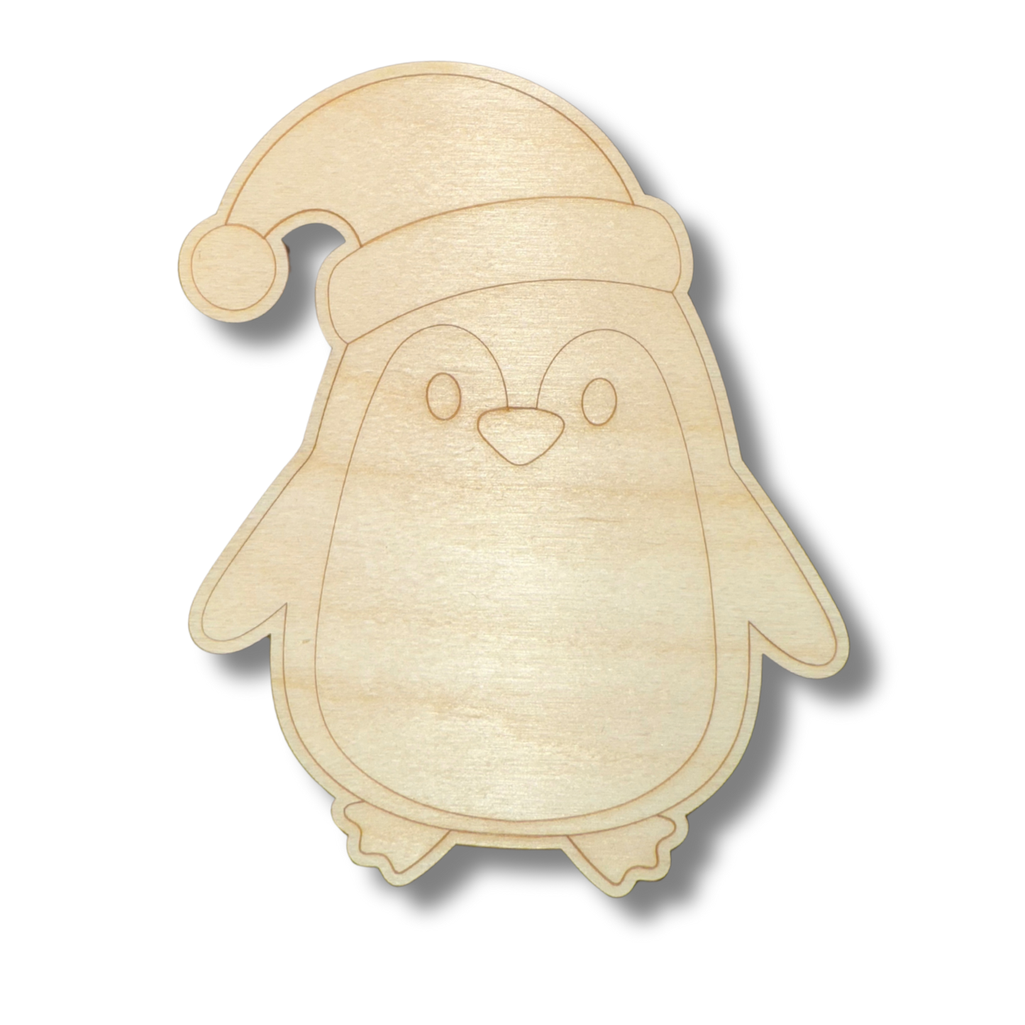 Unfinished Wood Etched Winter Penguin Shape | Paint By Line Crafts | up to 30" DIY