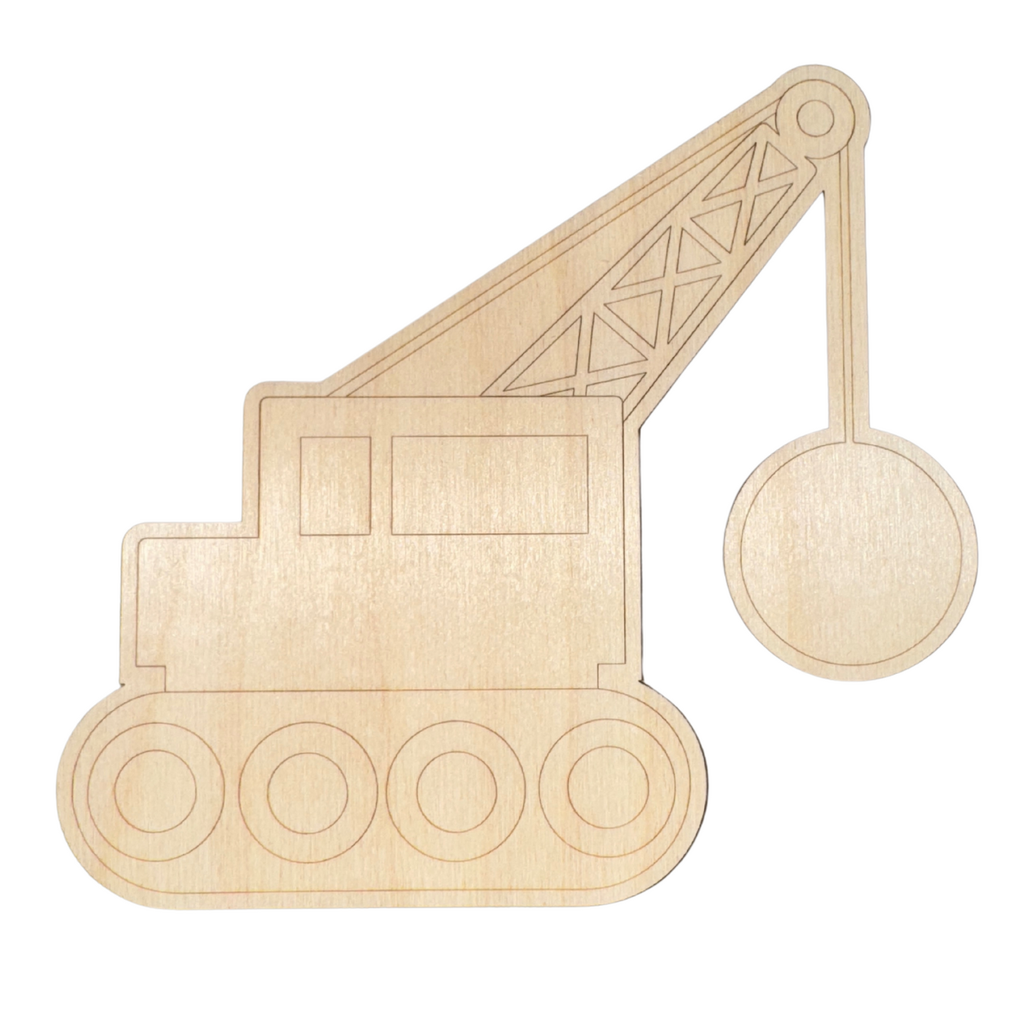 Unfinished Wood Etched Wrecking Ball Shape | Paint By Line Crafts | up to 30" DIY