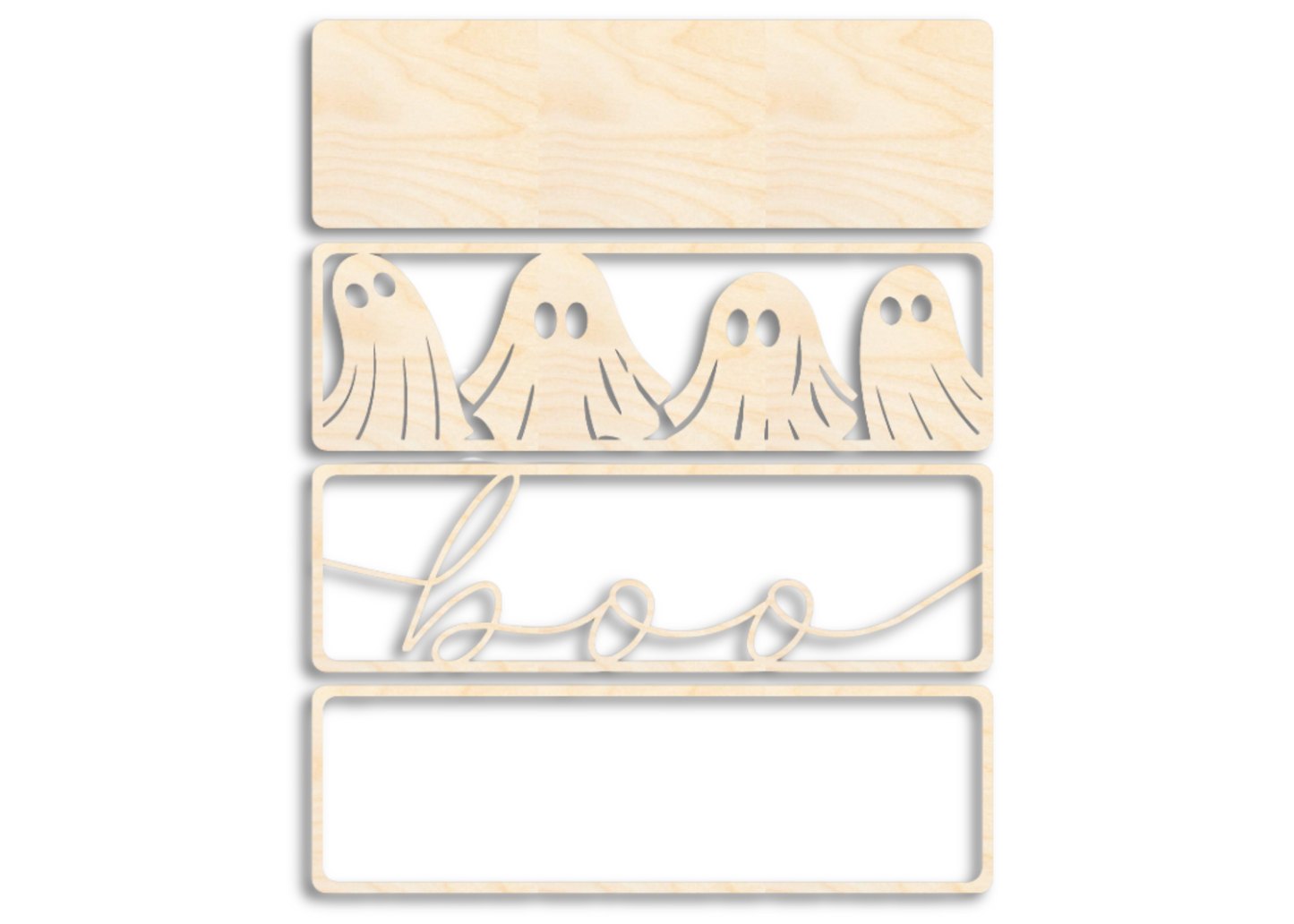Unfinished Wood Layered Halloween Ghost Boo Sign | 4 Layers | up to 46"
