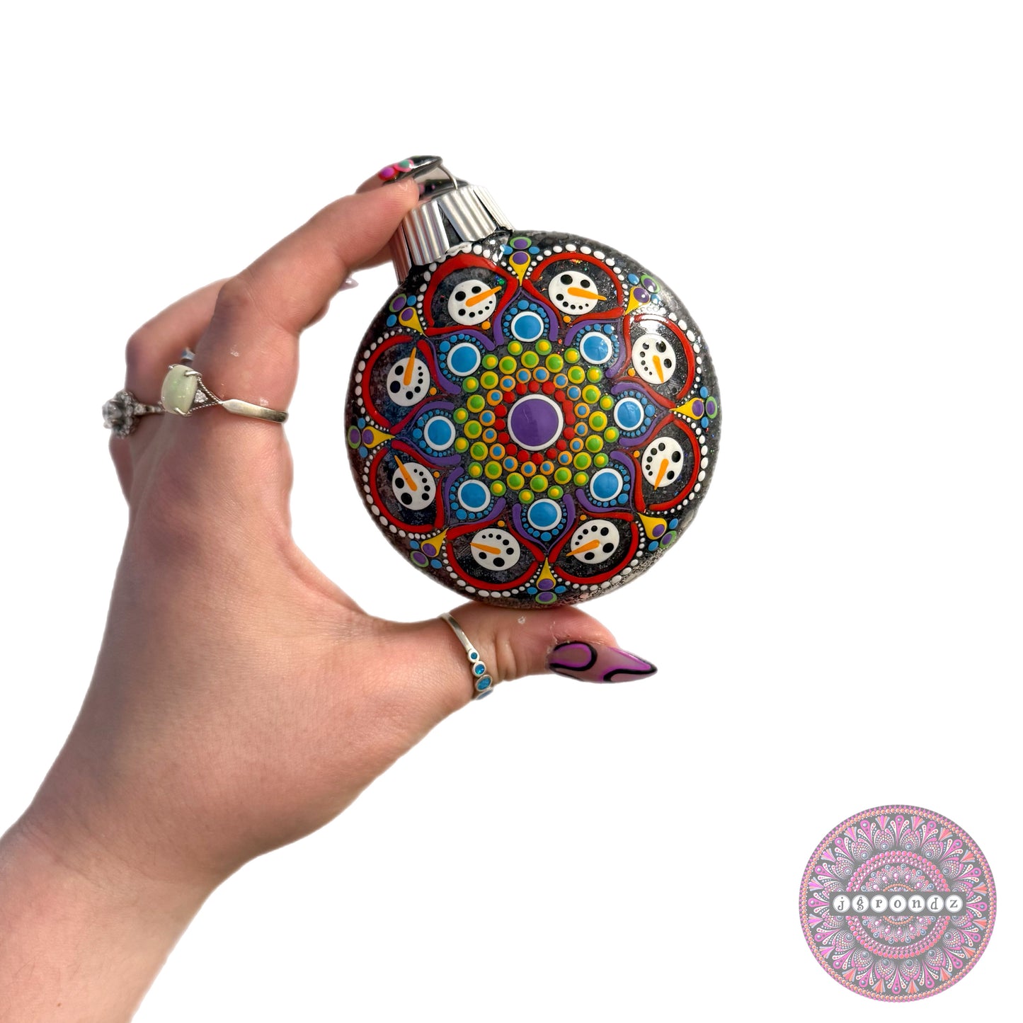 3” Snowman Mandala Glitter Ornament