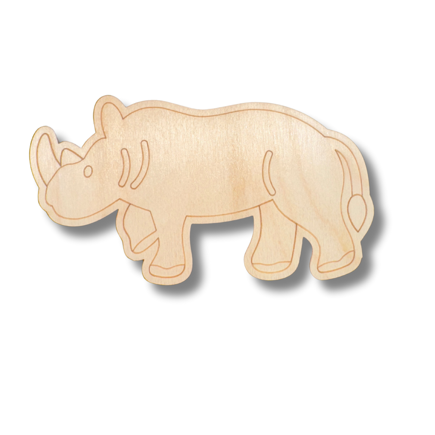 Unfinished Wood Etched Rhino Shape | Paint By Line Crafts | up to 30" DIY
