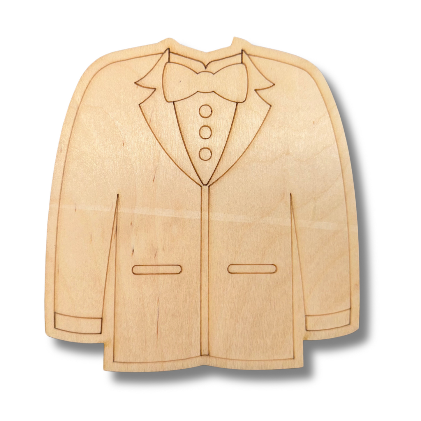 Unfinished Wood Etched Tux Shape | Paint By Line Crafts | up to 30" DIY