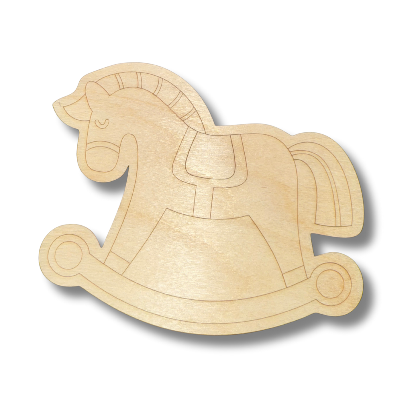 Unfinished Wood Etched Rocking Horse Shape | Paint By Line Crafts | up to 30" DIY