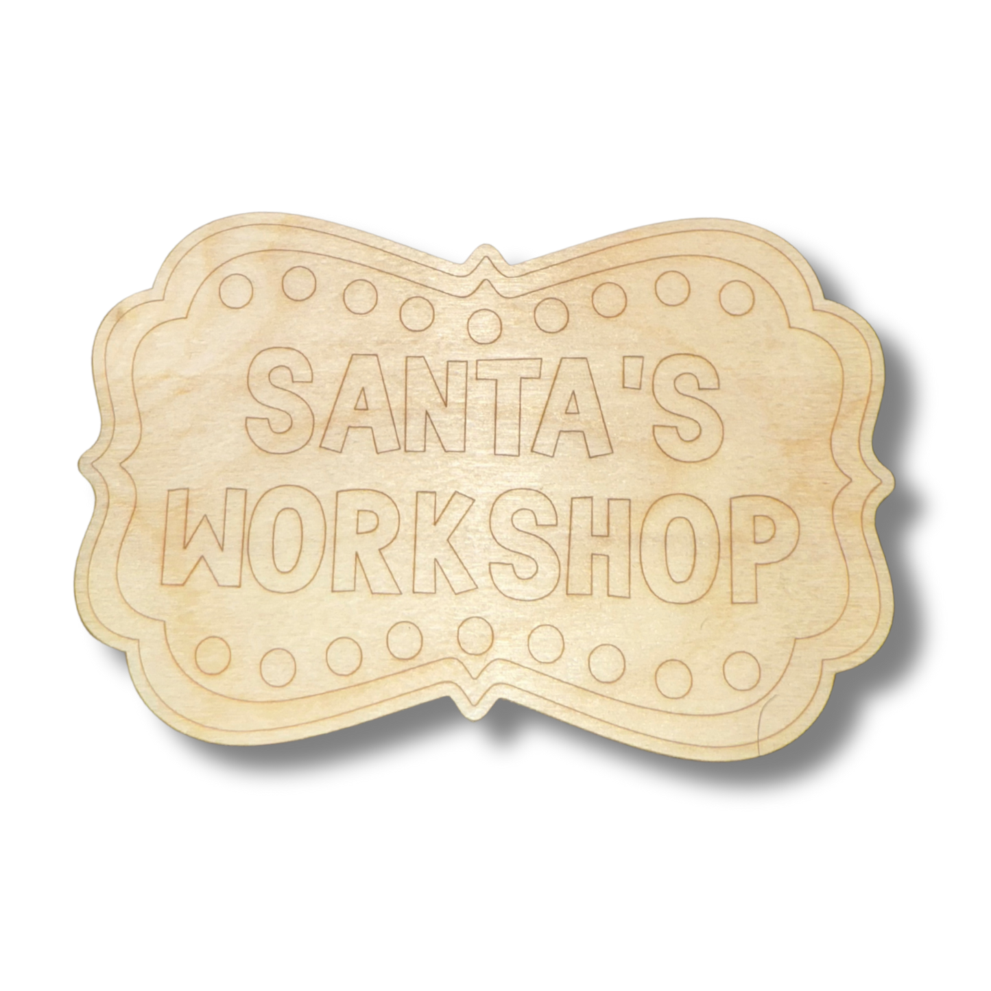 Unfinished Wood Etched Santa's Workshop Shape | Paint By Line Crafts | up to 30" DIY
