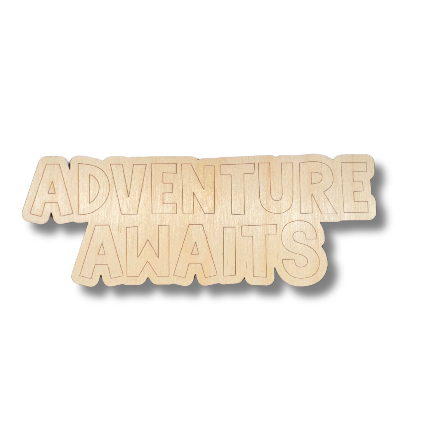 Unfinished Wood Etched Adventure Awaits Shape | Paint By Line Crafts | up to 30" DIY