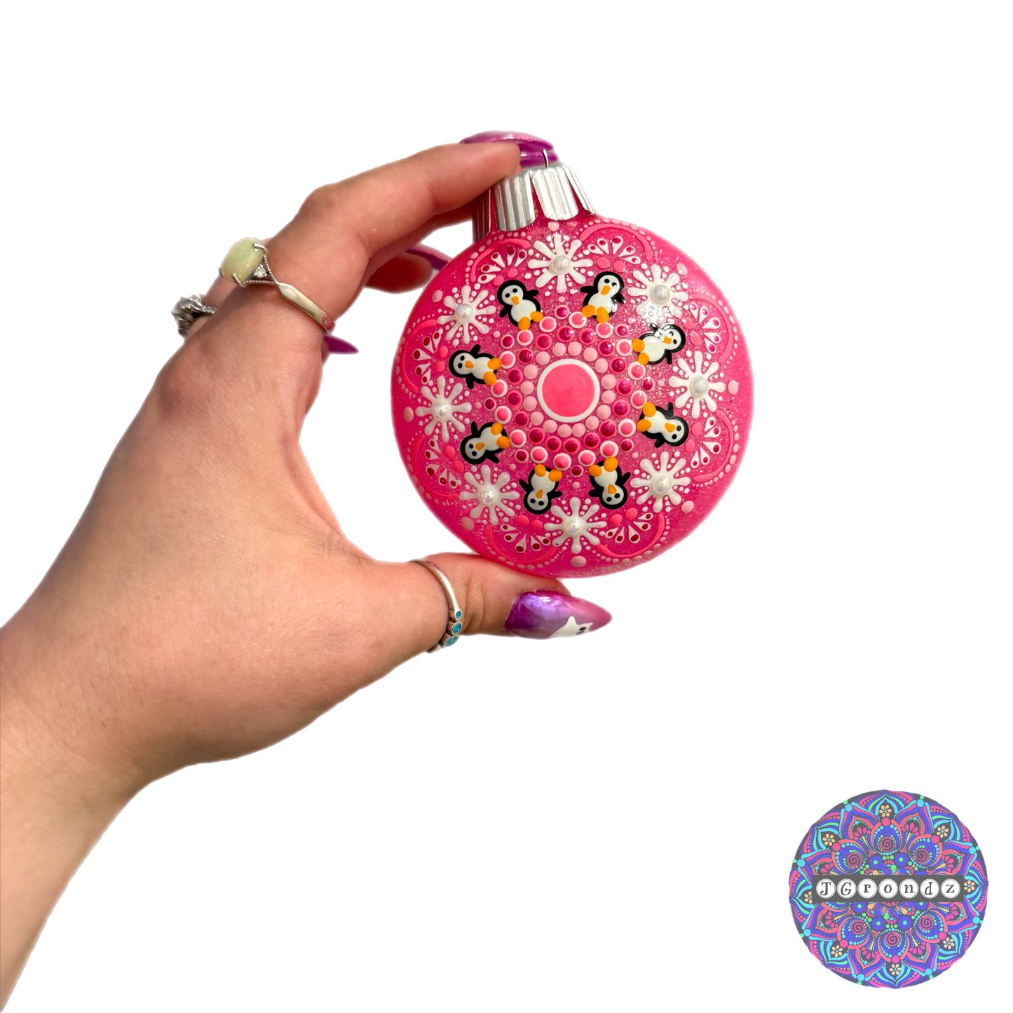 3” Penguin Mandala Glitter Ornament