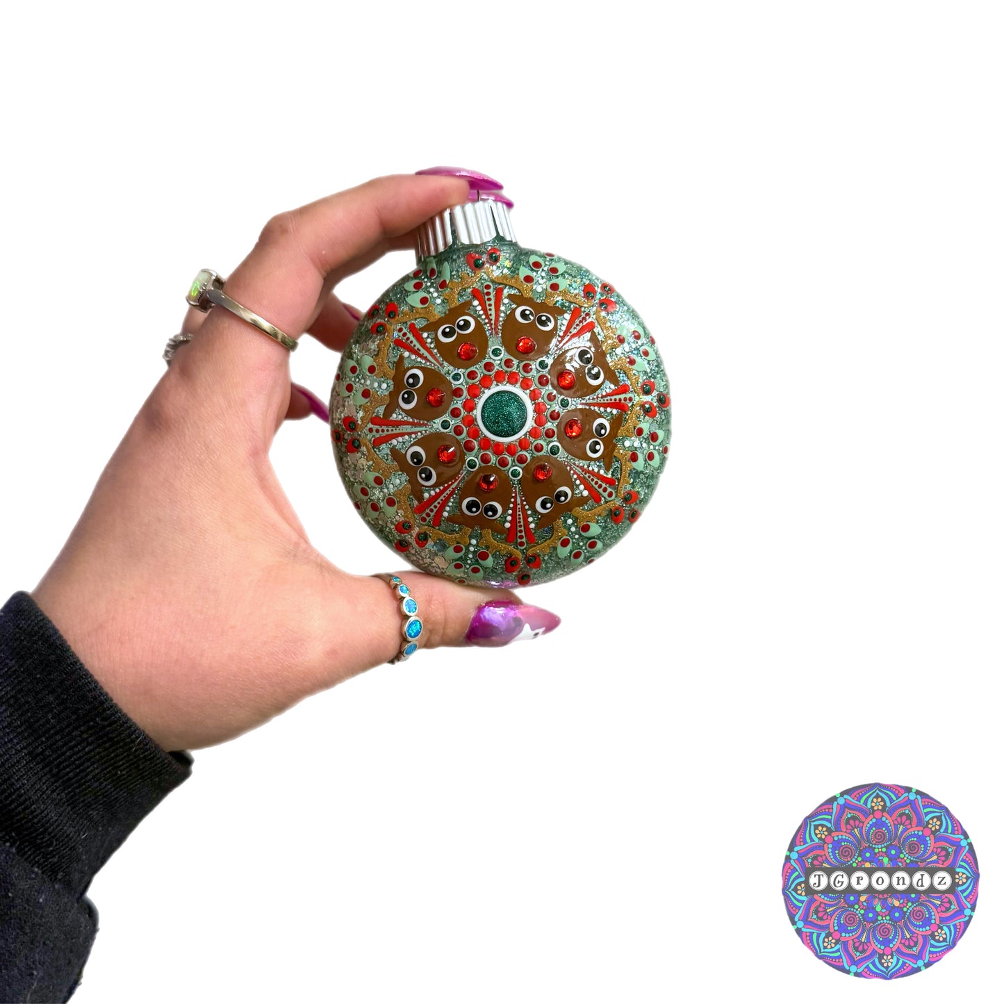 3” Rudolph Mandala Glitter Ornament