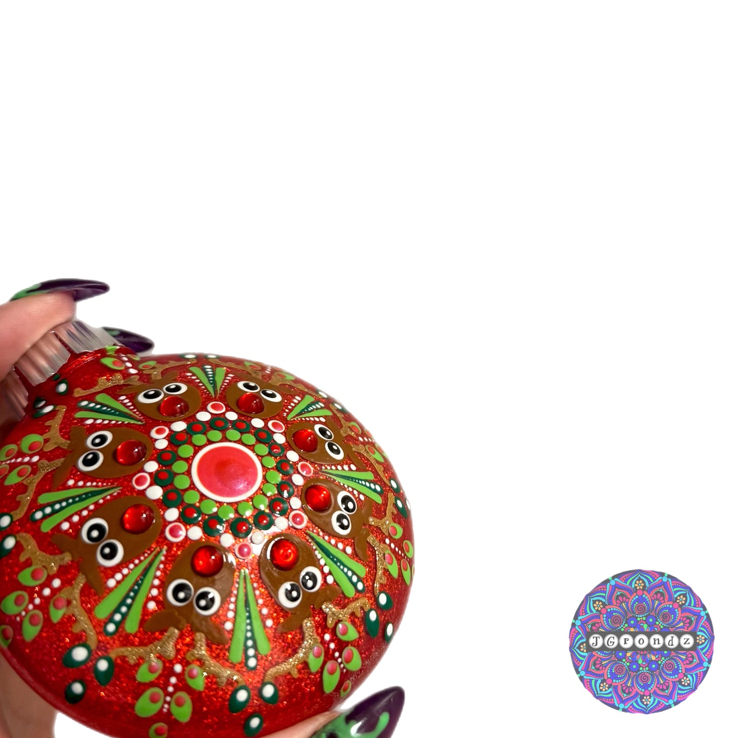 3” Rudolph Mandala Glitter Ornament
