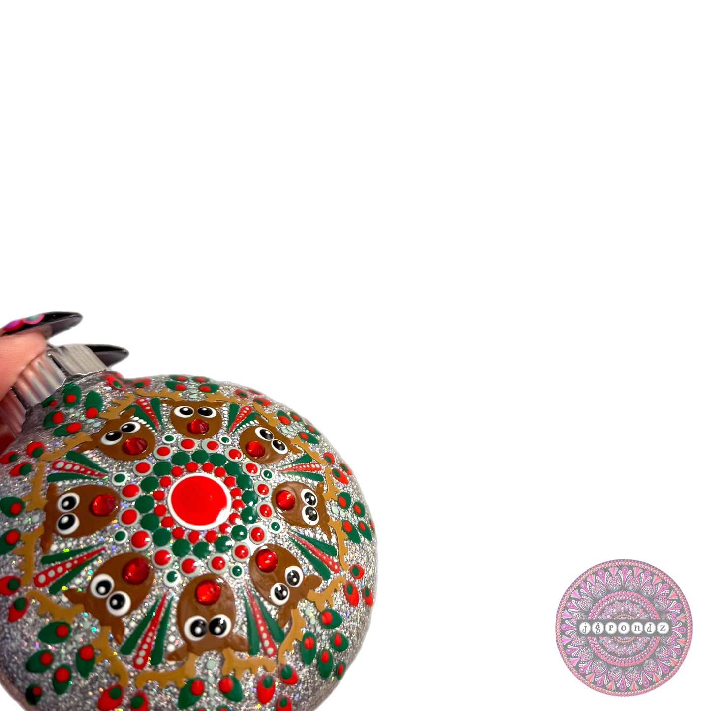 3” Rudolph Mandala Glitter Ornament