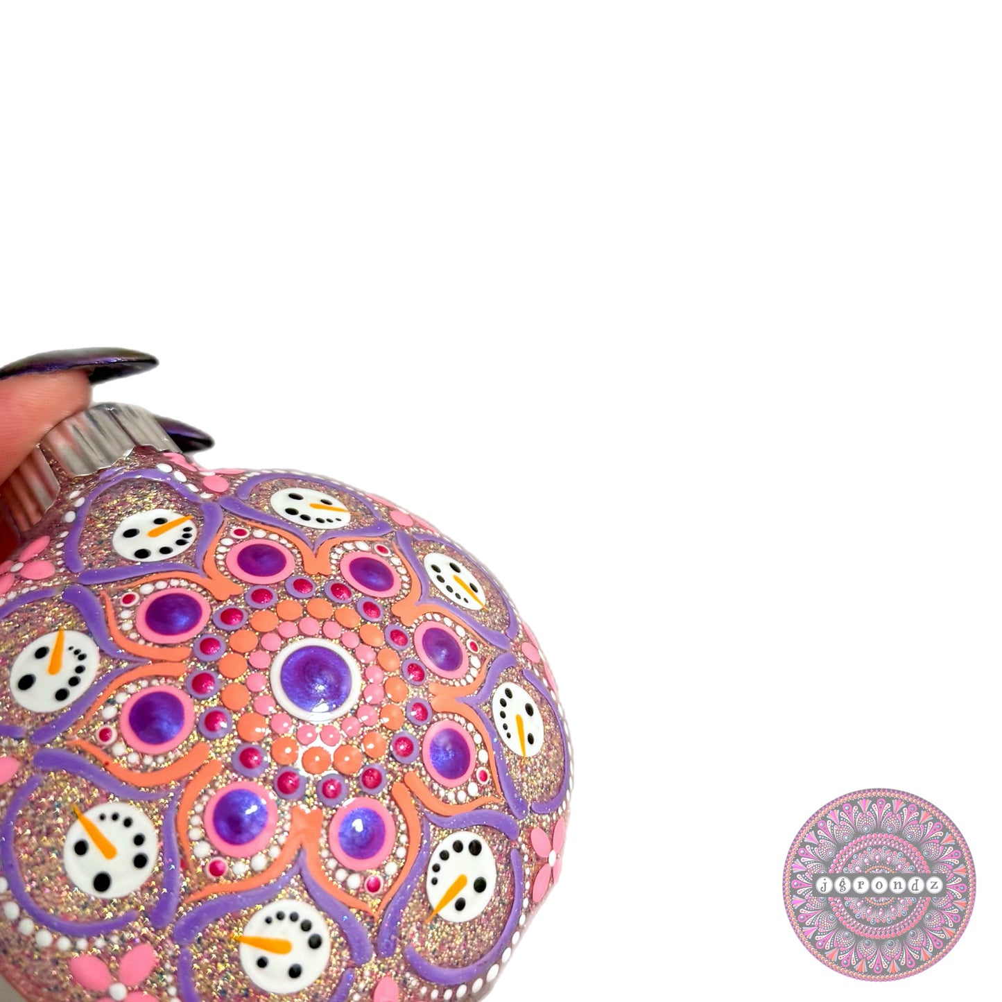 3” Snowman Mandala Glitter Ornament