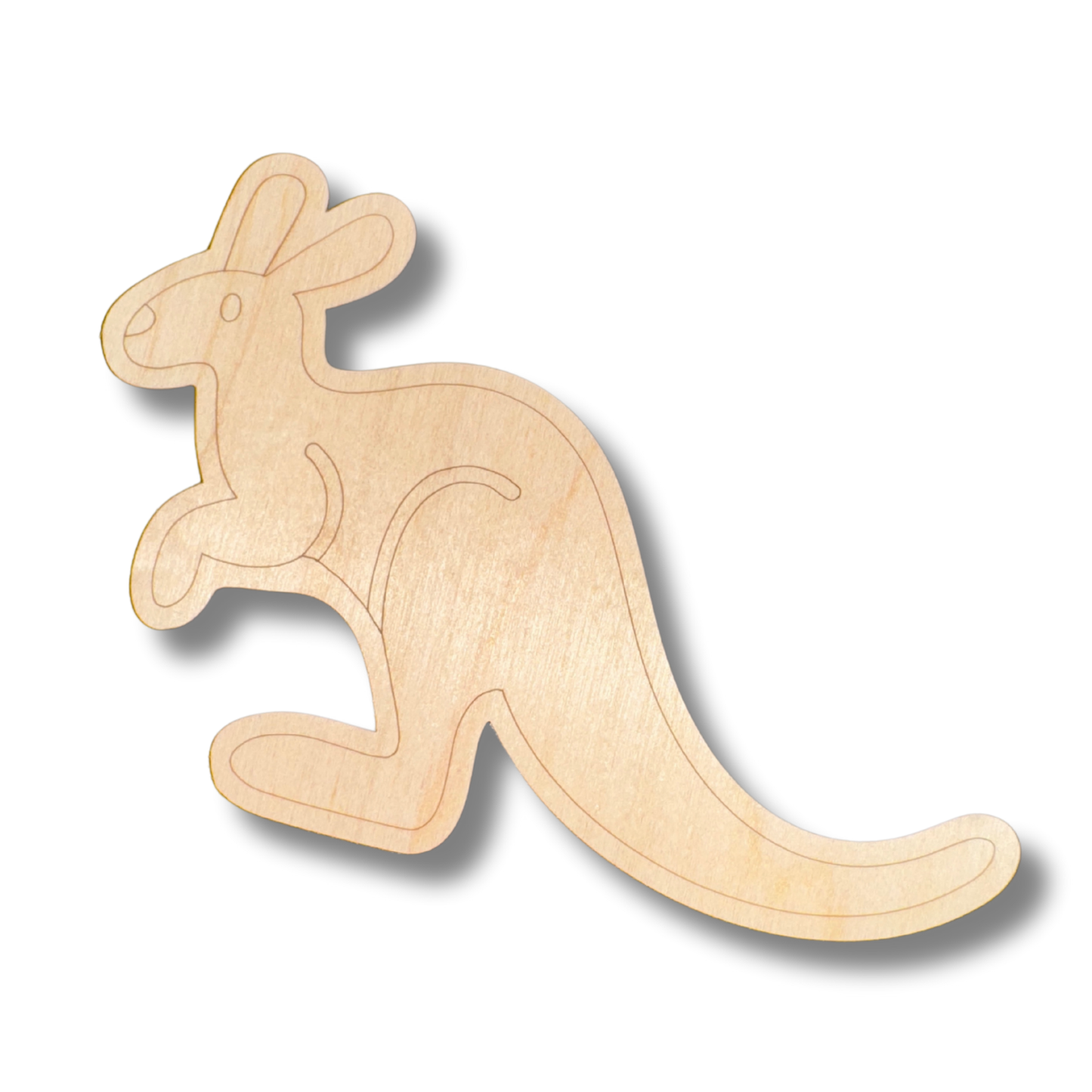 Unfinished Wood Etched Kangaroo Shape | Paint By Line Crafts | up to 30" DIY