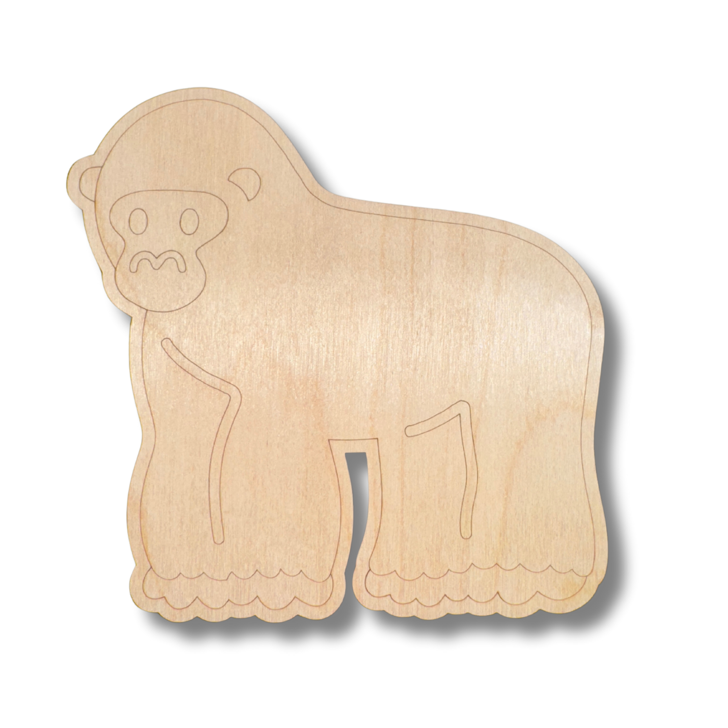 Unfinished Wood Etched Gorilla Shape | Paint By Line Crafts | up to 30" DIY