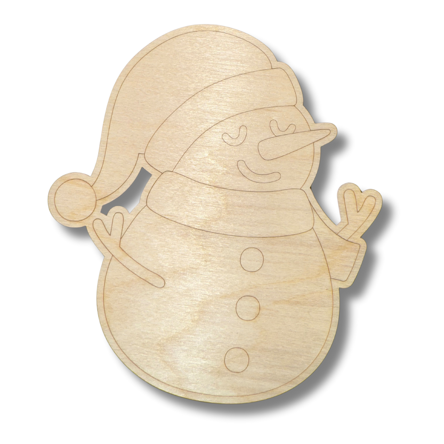 Unfinished Wood Etched Cute Snowman Shape | Paint By Line Crafts | up to 30" DIY