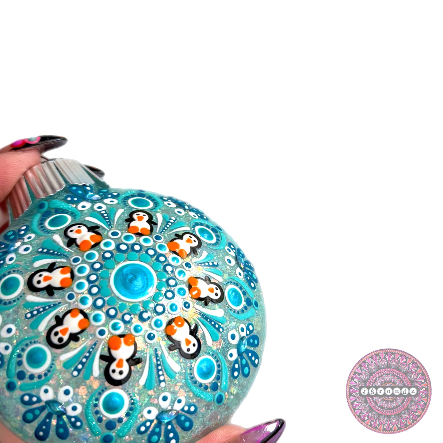 3” Penguin Mandala Glitter Ornament