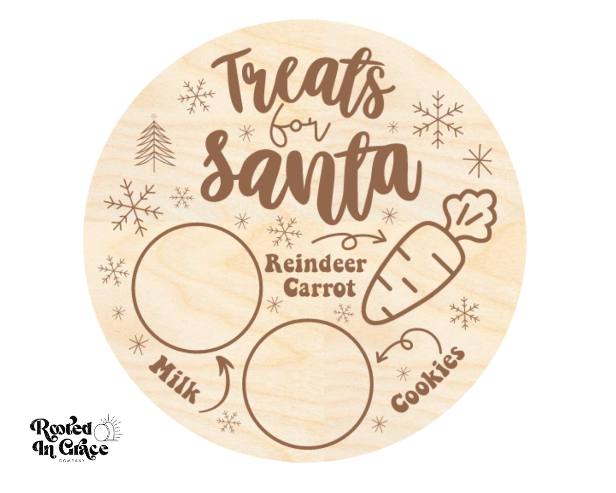 Unfinished Wood Treats for Santa Round | Engraved | Rooted in Faith | up to 18" DIY