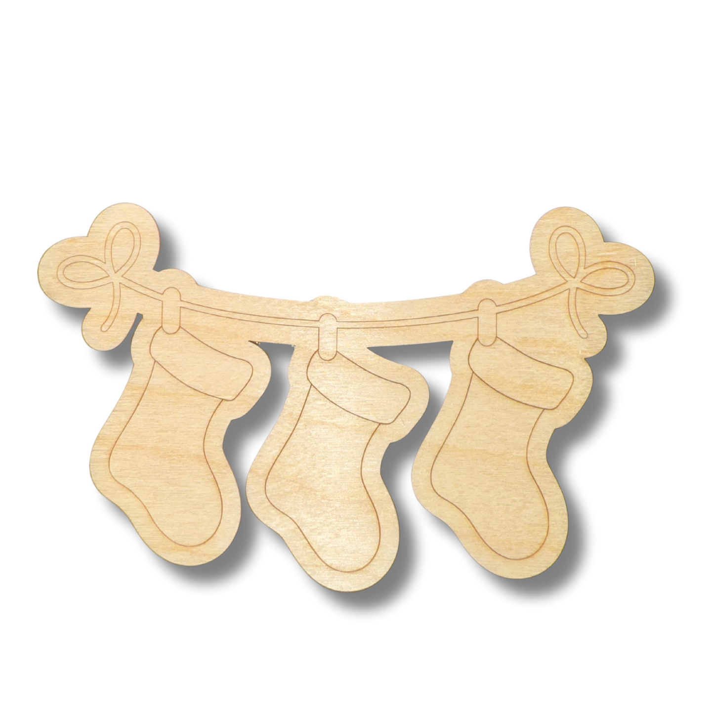 Unfinished Wood Etched Hanging Stockings Shape | Paint By Line Crafts | up to 30" DIY