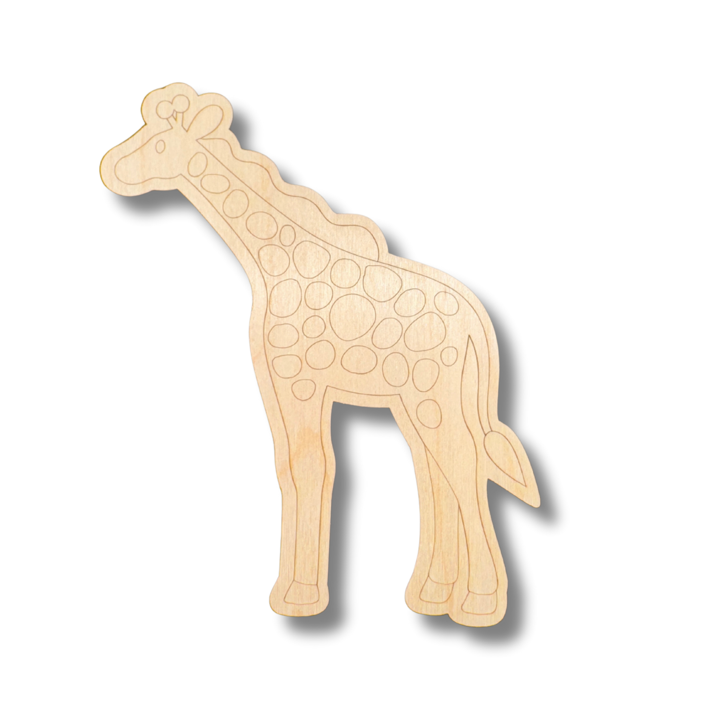 Unfinished Wood Etched Giraffe Shape | Paint By Line Crafts | up to 30" DIY